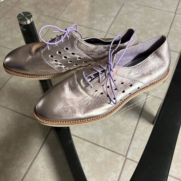Johnston & Murphy lilac metallic leather soft moccasins Sz 8,5 new - Picture 2 of 11